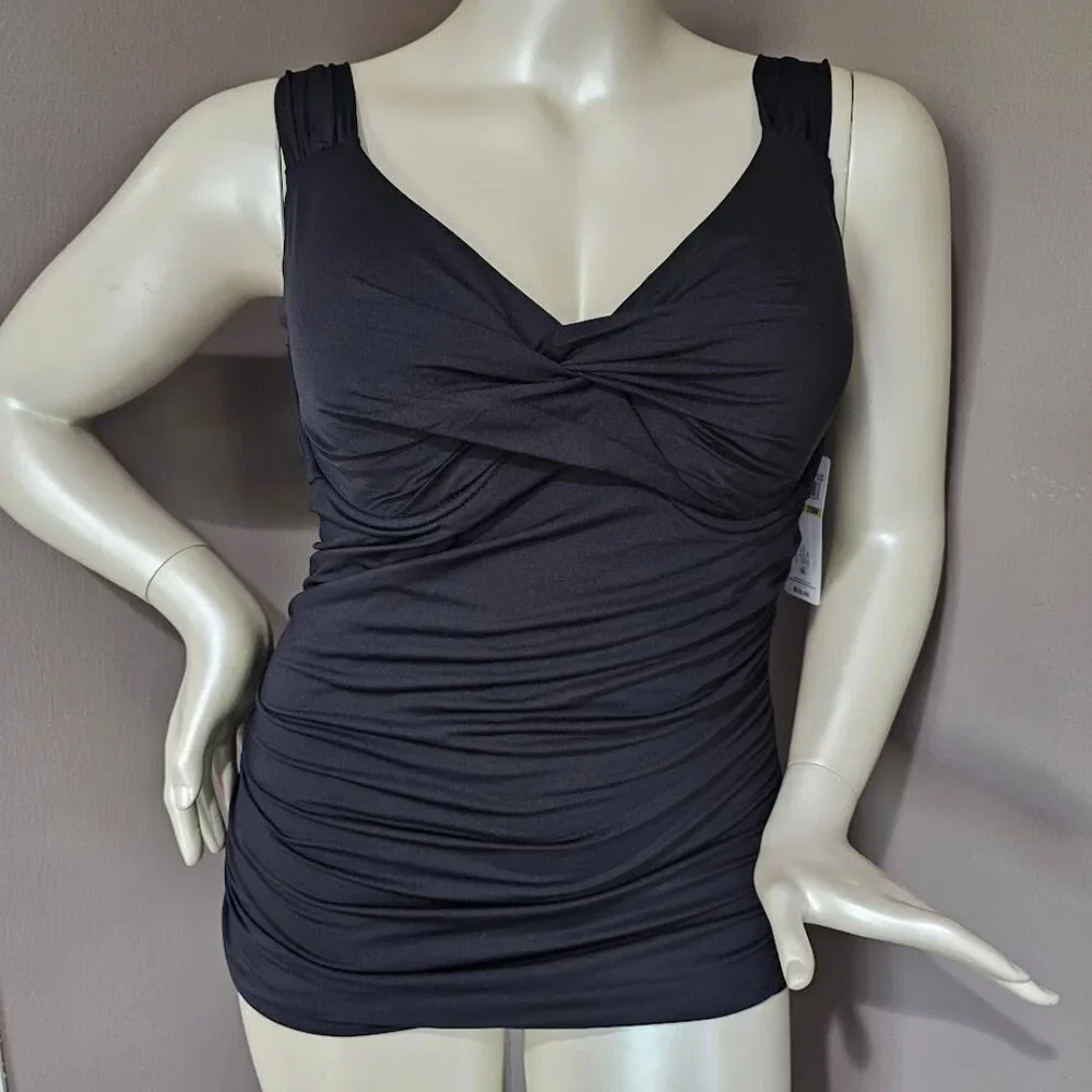 Anne Cole Plus Size Live in Color Twist Underwire Tankini Top 18W - Picture 2 of 11